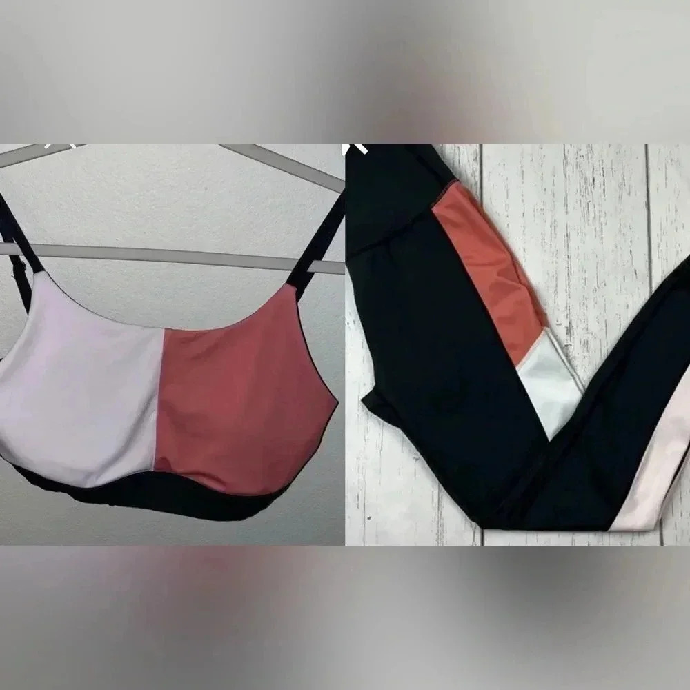 Allfenix black/pink workout leggings& workout top size Medium